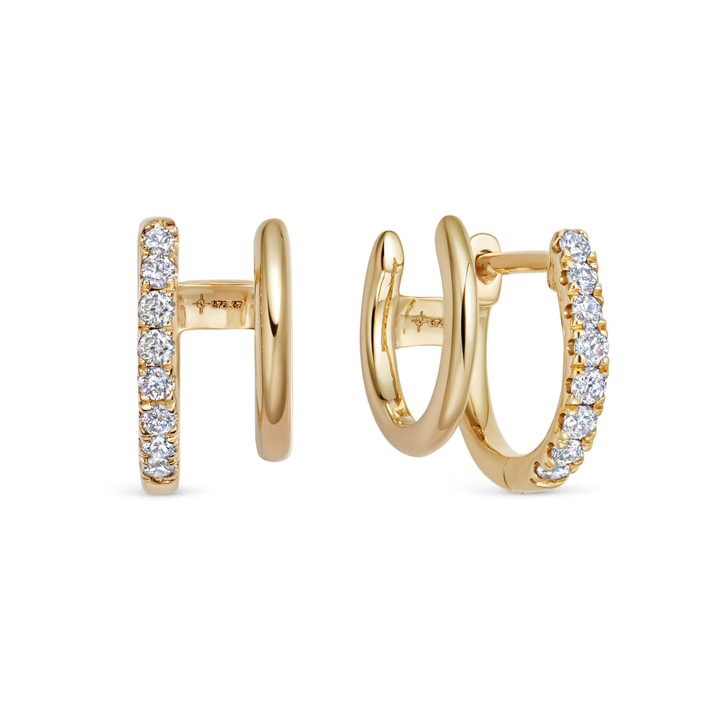 LUMINARY DOUBLE DIAMOND AND GOLD HOOPS Sophie Lis