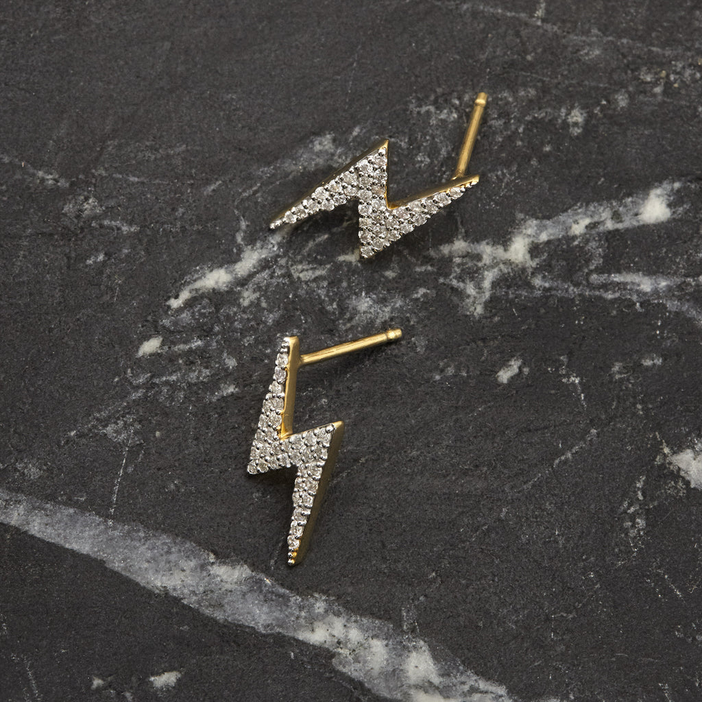 Solid gold lightning bolt earrings outlet
