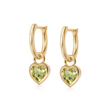 PERIDOT HEART HOOPS