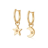 CELESTIAL MOON AND STAR HOOPS