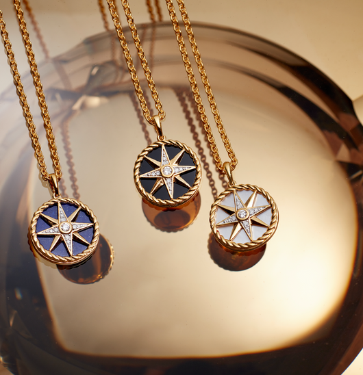 Malachite and Diamonds Compass Necklace  Milestones by Ashleigh Bergman
